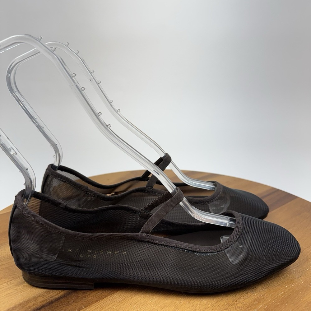 New NWOB Womens Marc Fisher Ureka Brown Mesh Mary Jane Ballet Flats Size 8.5 M